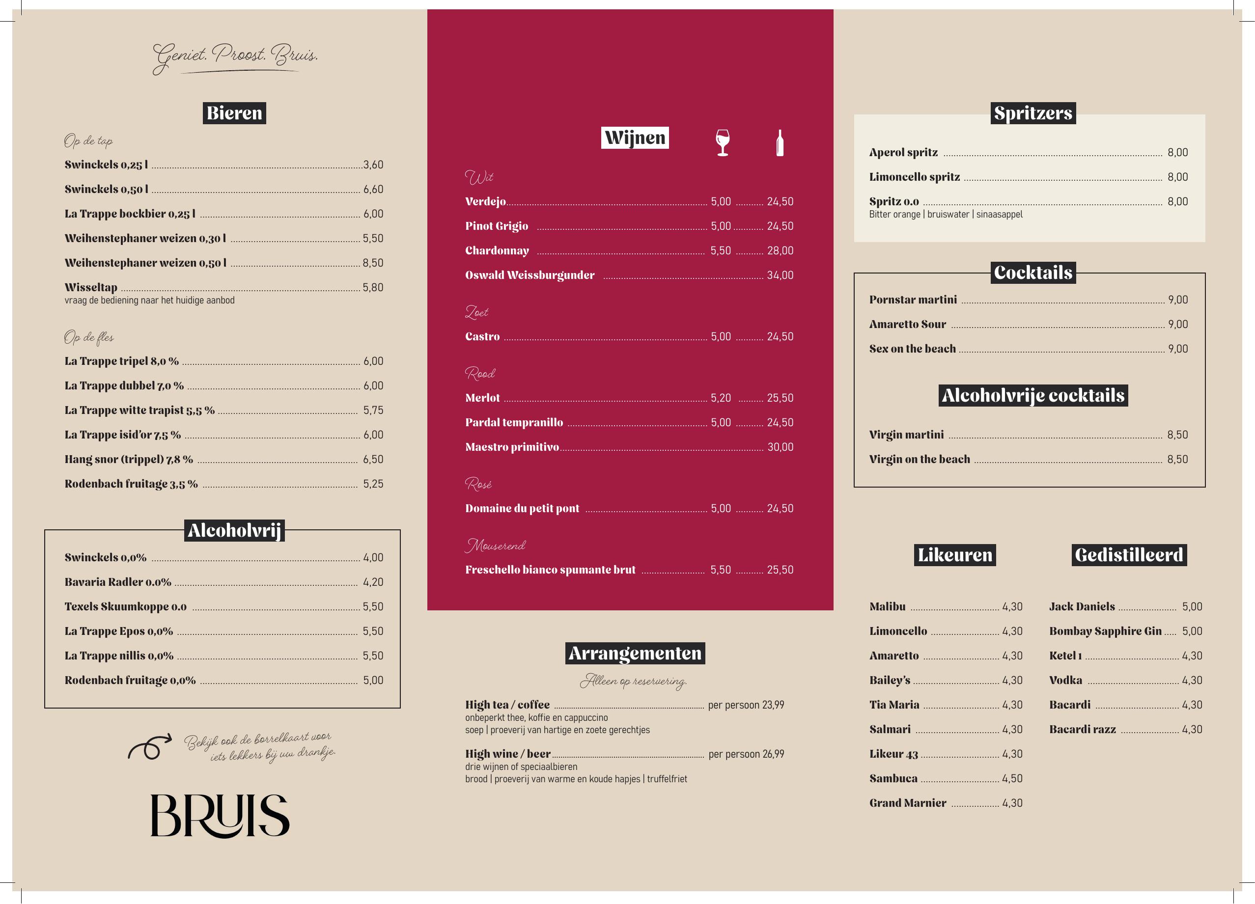 Bruis Zutphen — drankkaart pagina 2